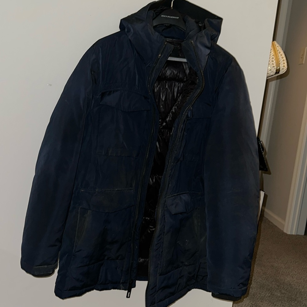 DKNY men’s performance parka. Navy blue winter coat. Large. Barely used.